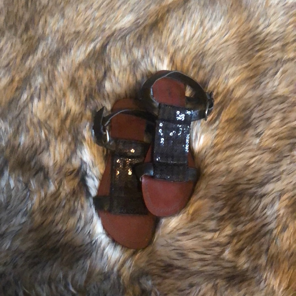 Black Sequins Sandals